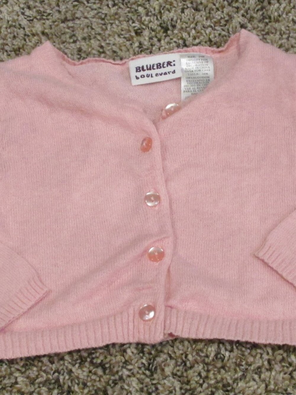 Blueberi Boulevard Button Front Cardigan Sweater Girls 24M Pink Long Sleeve